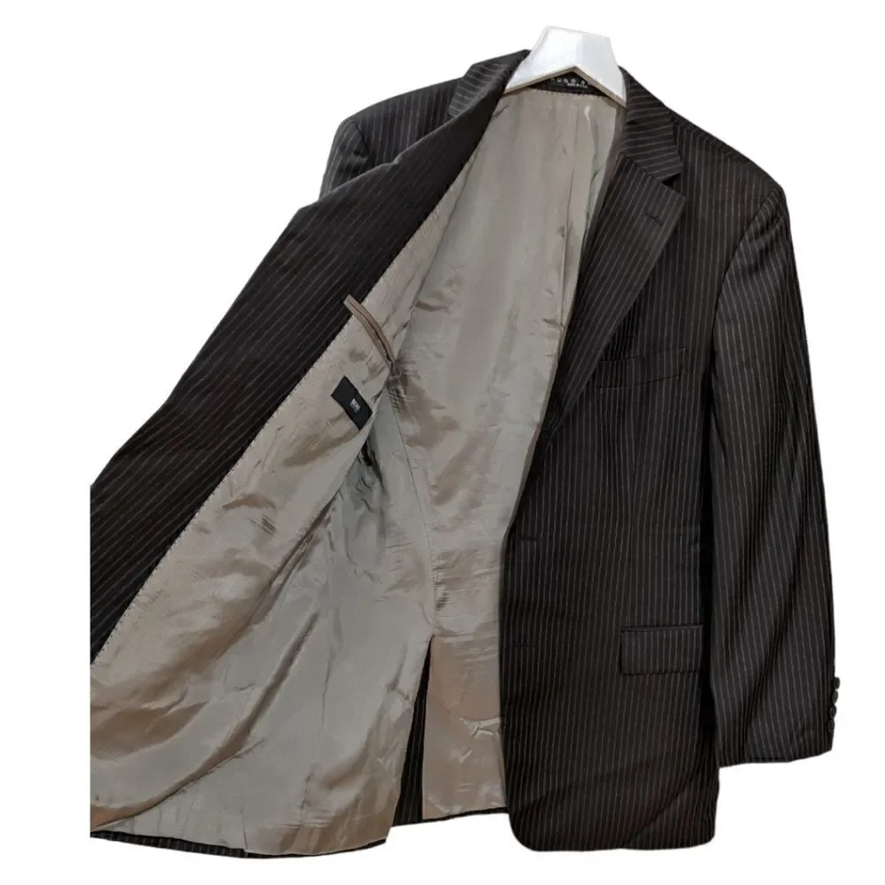 Hugo Boss Scorsese/Movie 100% Virgin Wool Black & Gold Pinstripe Suit 40R